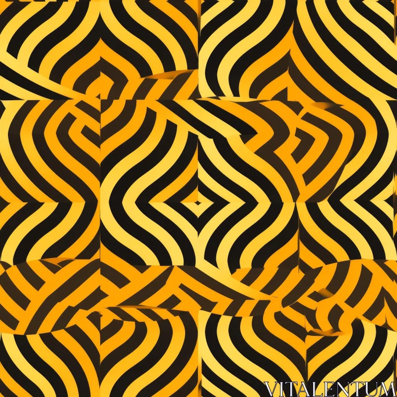 AI ART Stripes Grid Pattern - Black and Yellow Seamless Design