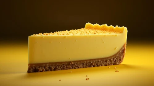 Tempting Cheesecake Slice on Yellow Background
