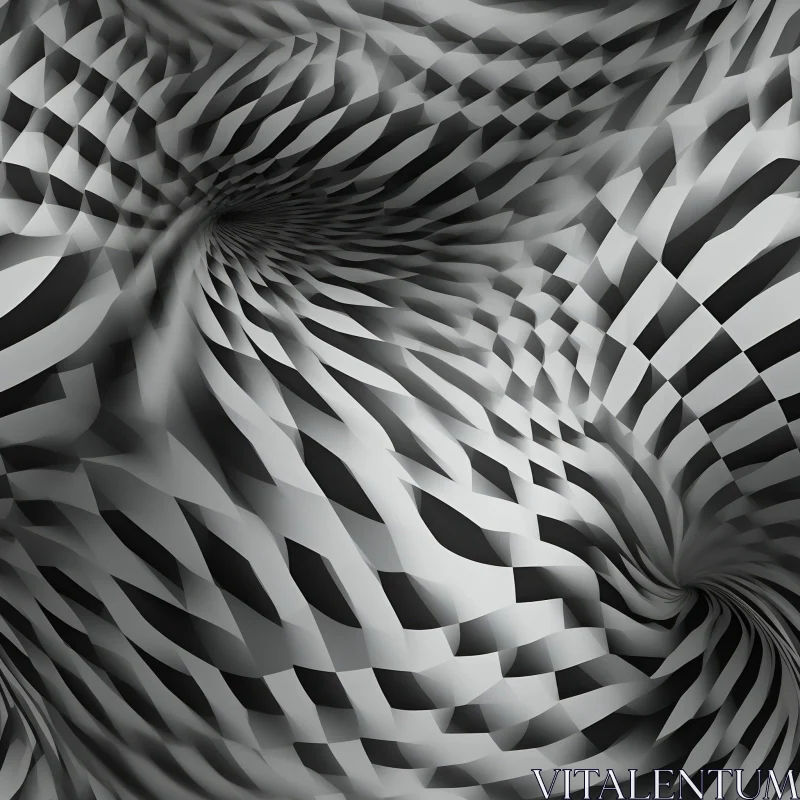 AI ART Twisted Monochrome Checkered Pattern