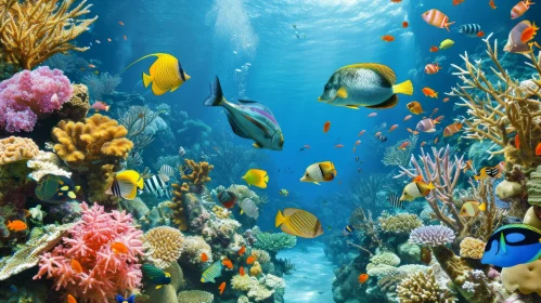 Underwater Photo of Colorful Coral Reef and Marine Life