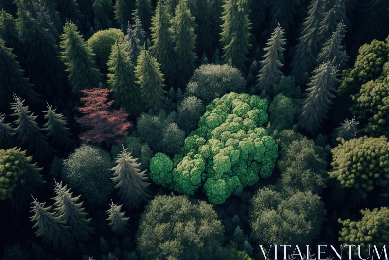 Aerial View of Lush Forest - Hyper-Realistic Tree Details AI Image