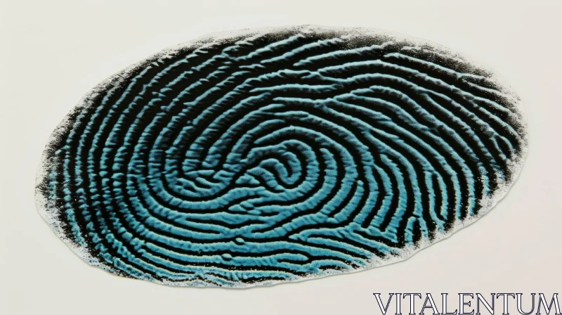 Blue Fingerprint with Spiral Pattern - Captivating Abstract Art AI Image