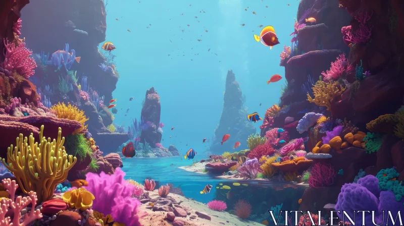 Captivating Coral Reef Artwork: A Colorful Underwater Scene AI Image