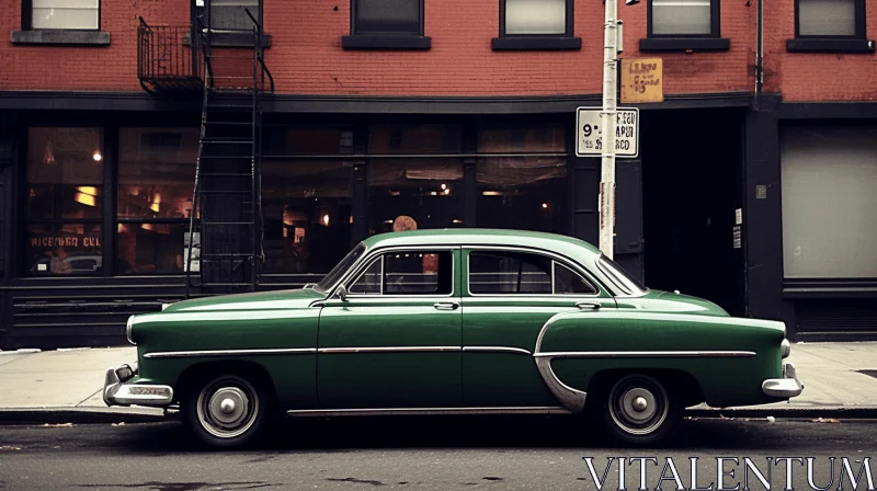 Captivating Green Car Photography in New York City AI Image