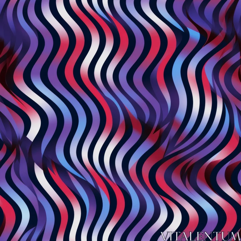 Colorful Waves Seamless Pattern on Black Background AI Image