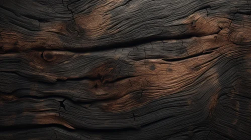 Dark Wooden Texture with Cracks and Knots