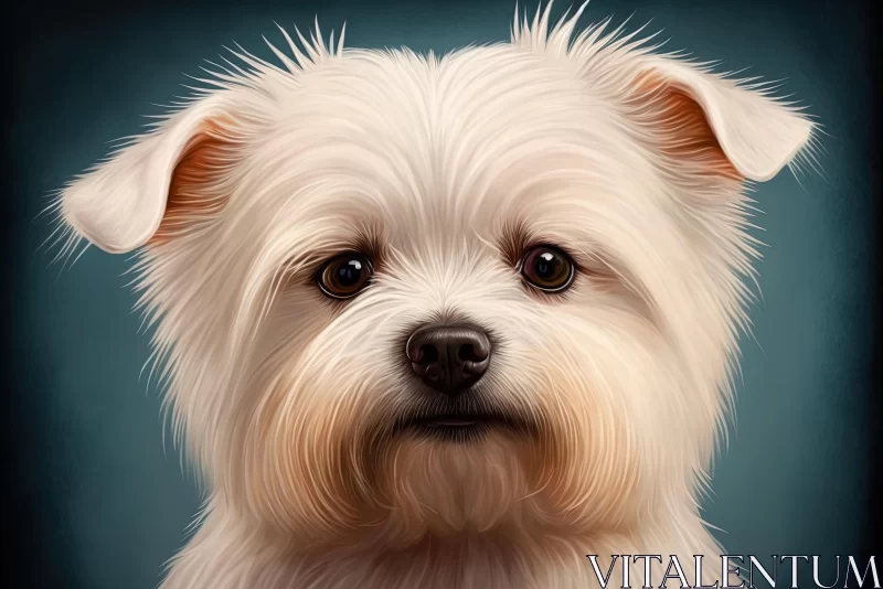 Detailed Digital Painting of a White Dog - Realistic Style AI Image