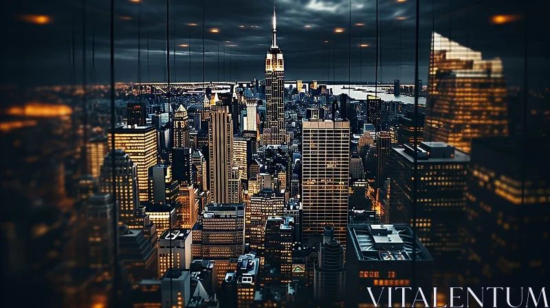 AI ART Empire State Building Night View - Manhattan City Lights