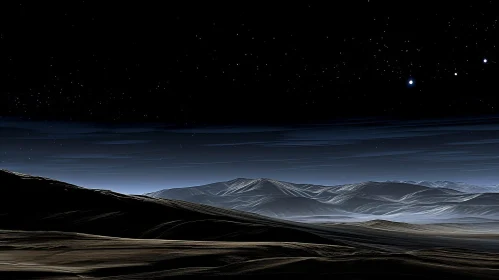 Enchanting Desert Night Landscape with Stars and Moons