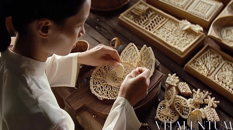 Exquisite Traditional Vietnamese Leaf Cutouts: Artistry in Motion AI Image