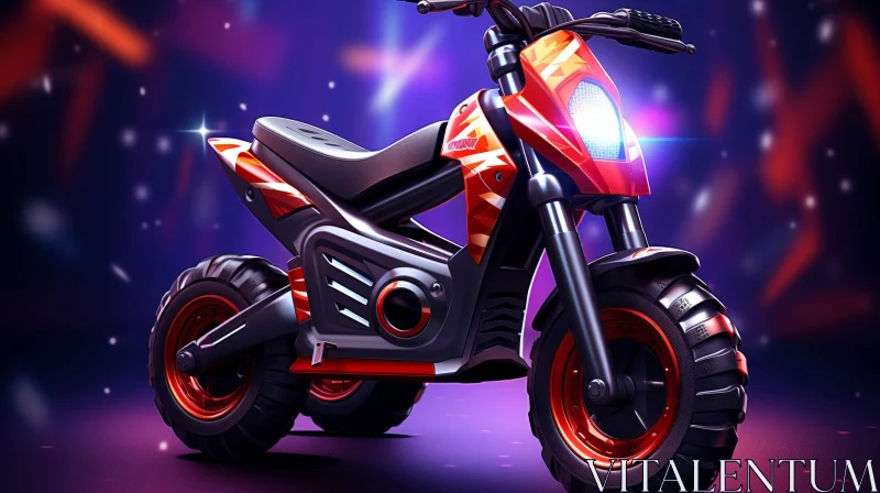Sleek Red and Black Futuristic Children's Electric Motorcycle AI Image