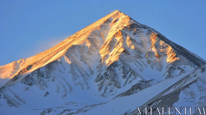 AI ART Snow-Capped Mountain Peak at Sunset
