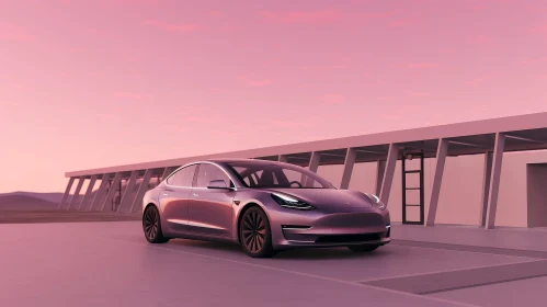 Tesla Model 3 Electric Car - Futuristic 3D Rendering