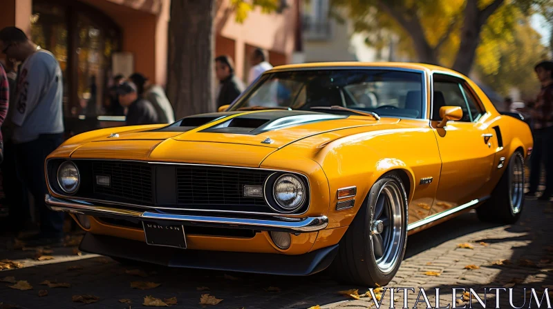 Vintage Yellow Chevrolet Camaro on Urban Street AI Image