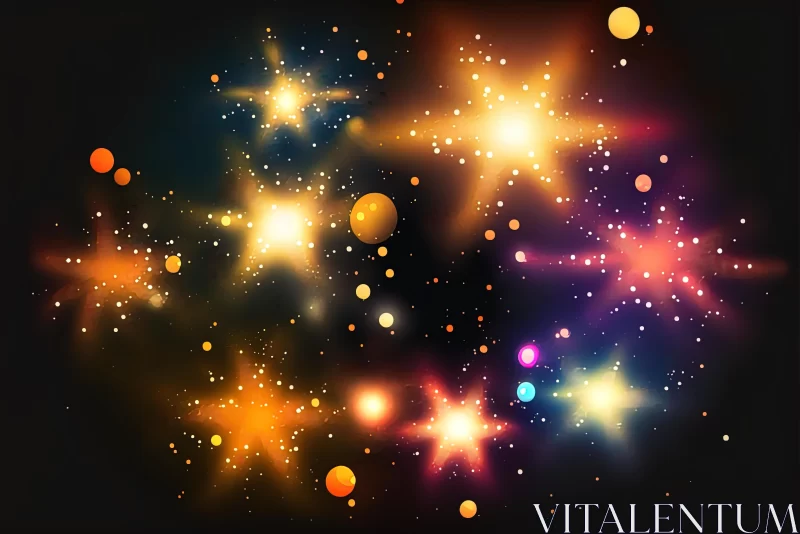 AI ART Captivating Abstract Art: Colorful Stars on Black Background