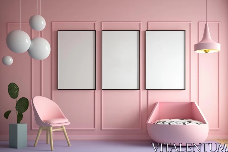 Captivating Pink Frames in a Futuristic Victorian Setting AI Image