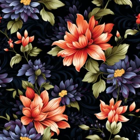 Dark Floral Seamless Pattern - Intricate Flower Design