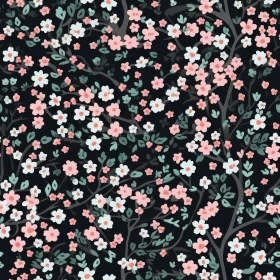 Delicate Pink Floral Pattern on Dark Background