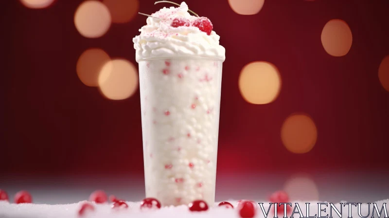 Delicious Vanilla Milkshake with Whipped Cream and Candy Canes AI Image