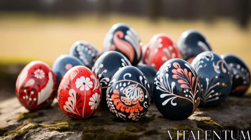 AI ART Easter Celebration: Hand-Painted Eggs in Nature-inspired Designs