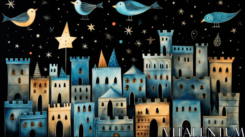 Enchanted Medieval Cityscape Illustration AI Image