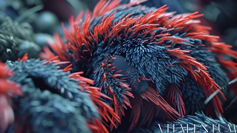 Enigmatic Red and Blue Furry Creature - Captivating Image AI Image