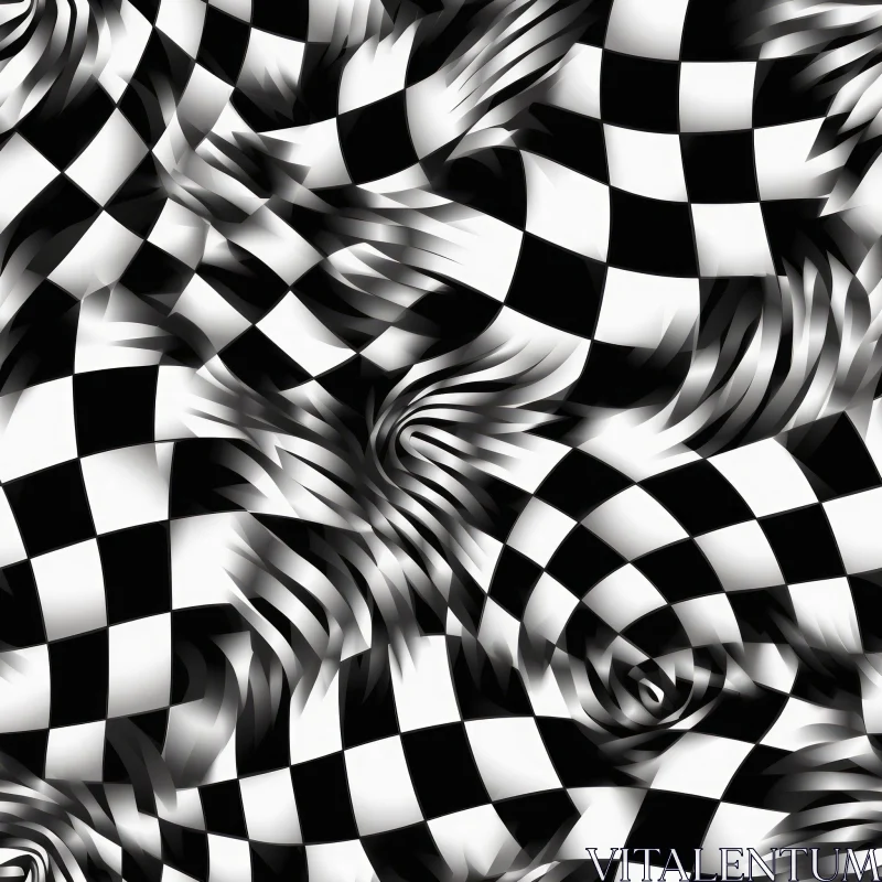 AI ART Modern Abstract Black and White Checkered Pattern