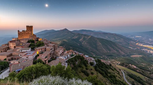 Nighttime Beauty: Hilltop Town in Italy