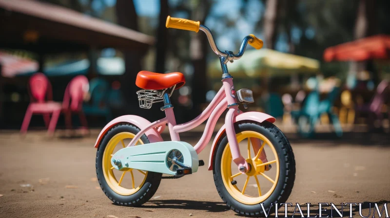 Pink Child's Bicycle in Park AI Image