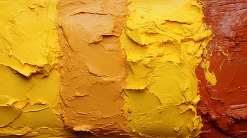 Textured Abstract Oil Painting in Yellow and Brown