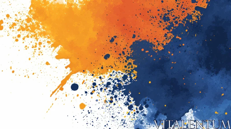 Abstract Watercolor Background with Orange and Blue Stains AI Image