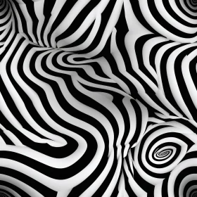 Black and White Striped Optical Illusion with 3D Rendering