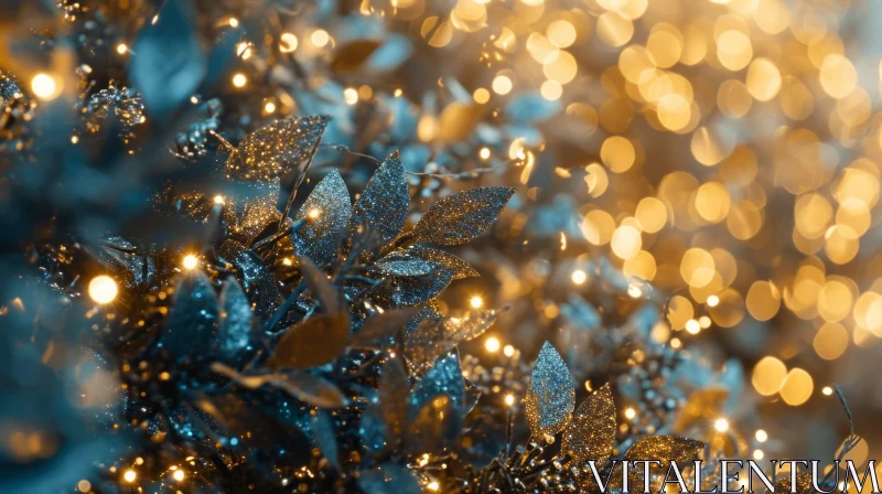 AI ART Blue and Gold Christmas Tree | Festive Bokeh Effect