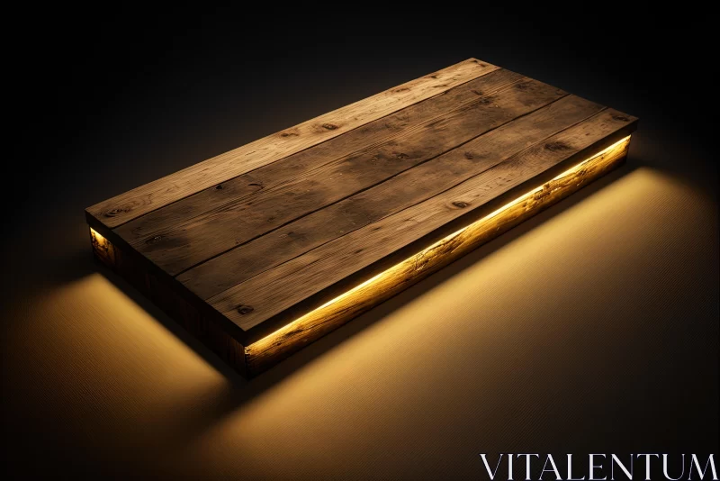 Captivating Illuminated Wooden Table with Bright Yellow Light AI Image
