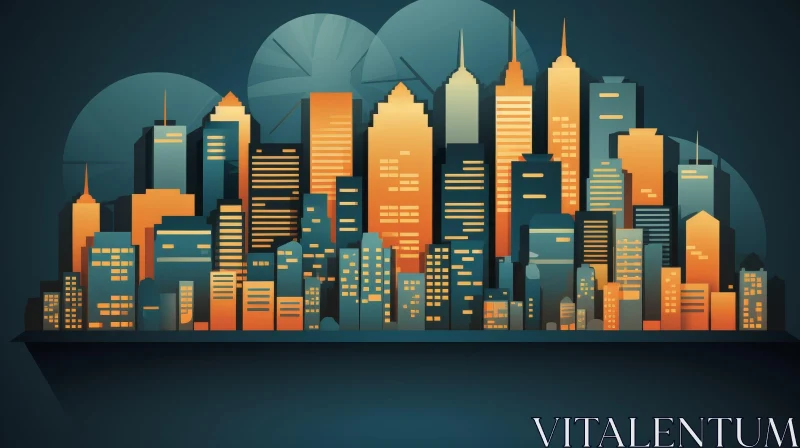 Cityscape Digital Illustration - Urban Skyscraper Artwork AI Image