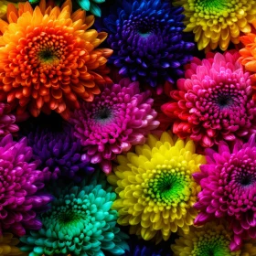 Colorful Chrysanthemum Flowers Close-Up