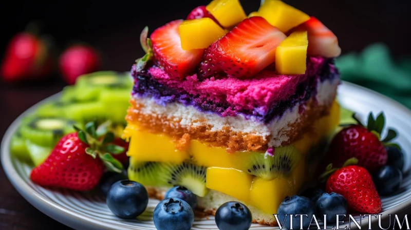 Delicious Fruit Cake with Vibrant Layers AI Image