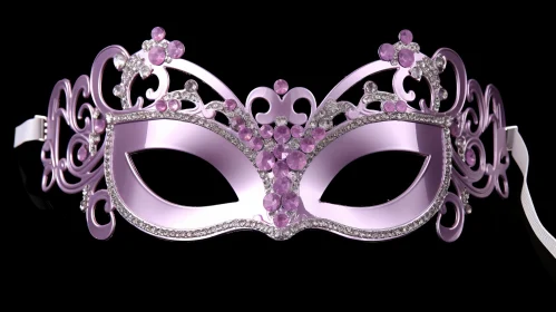 Exquisite Purple Venetian Mask with Glitter and Rhinestones