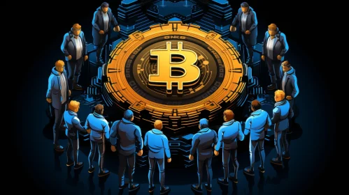 Golden Bitcoin Digital Illustration