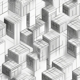Minimalist Black and White Geometric Cubes Pattern