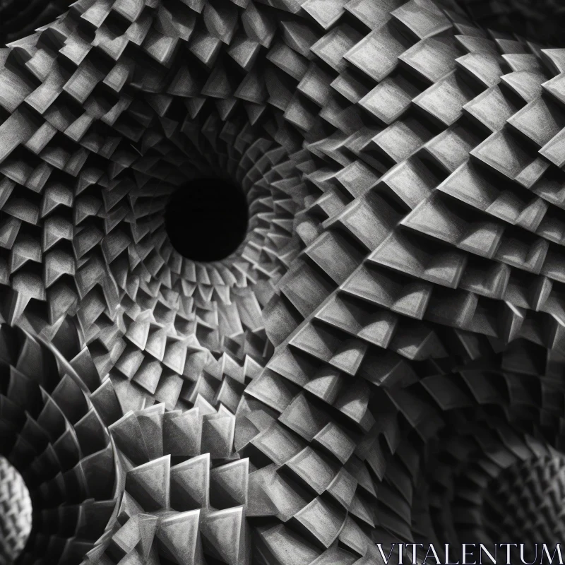 AI ART Monochrome Spiral Pattern Abstract Close-Up