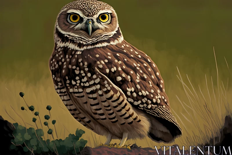 Owl Painting in Maya Style with High-Contrast Shading AI Image