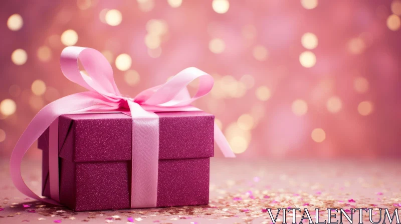 Pink Gift Box on Soft Pink Background AI Image
