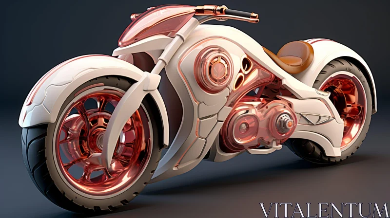Sleek Futuristic Rose Gold Motorcycle AI Image
