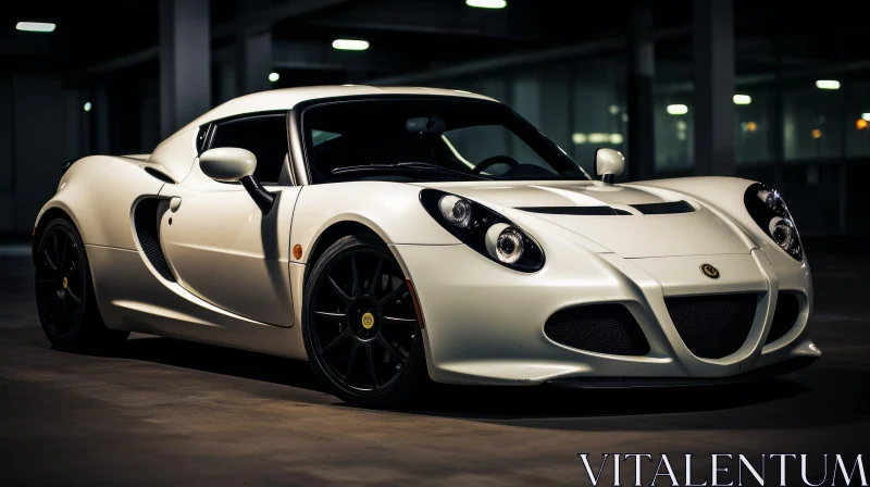 AI ART White Lotus Evora S Sports Car in Parking Garage