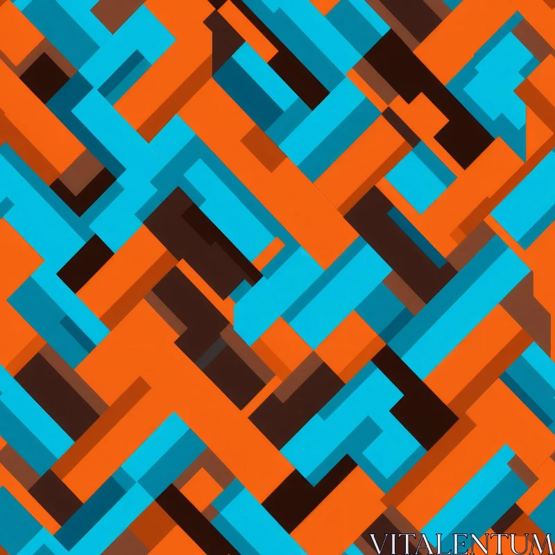AI ART Blue Orange Brown Geometric Rectangles Pattern