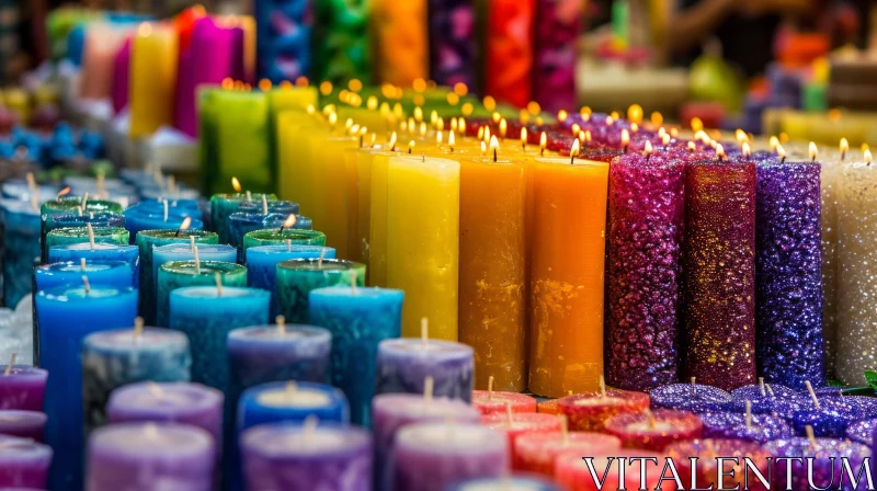 Captivating Candle Arrangement: A Vibrant Display of Colors AI Image