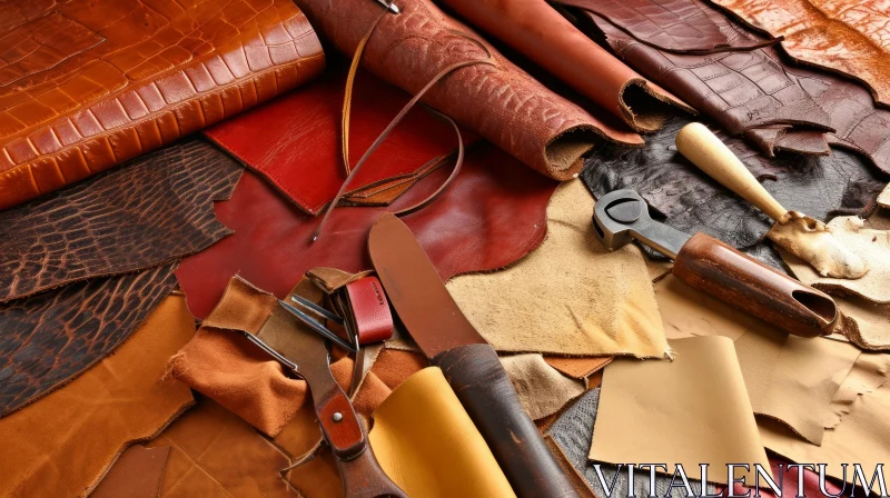 Captivating Leather Art: Colors, Textures, and Tools AI Image