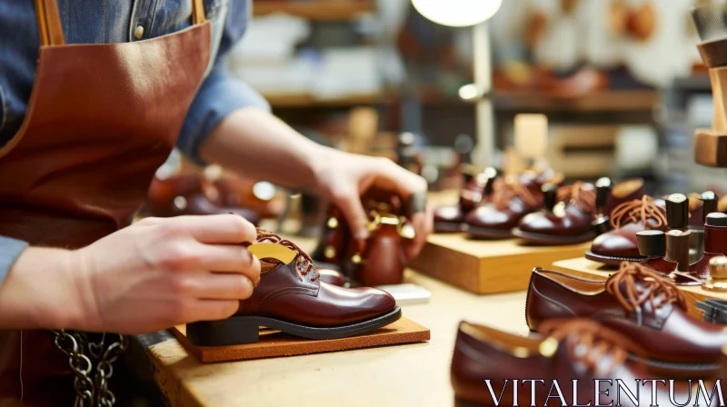 Capturing the Craft: A Shoemaker's Meticulous Work AI Image