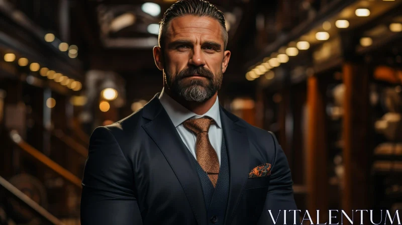 Confident Man Portrait in Dark Suit AI Image